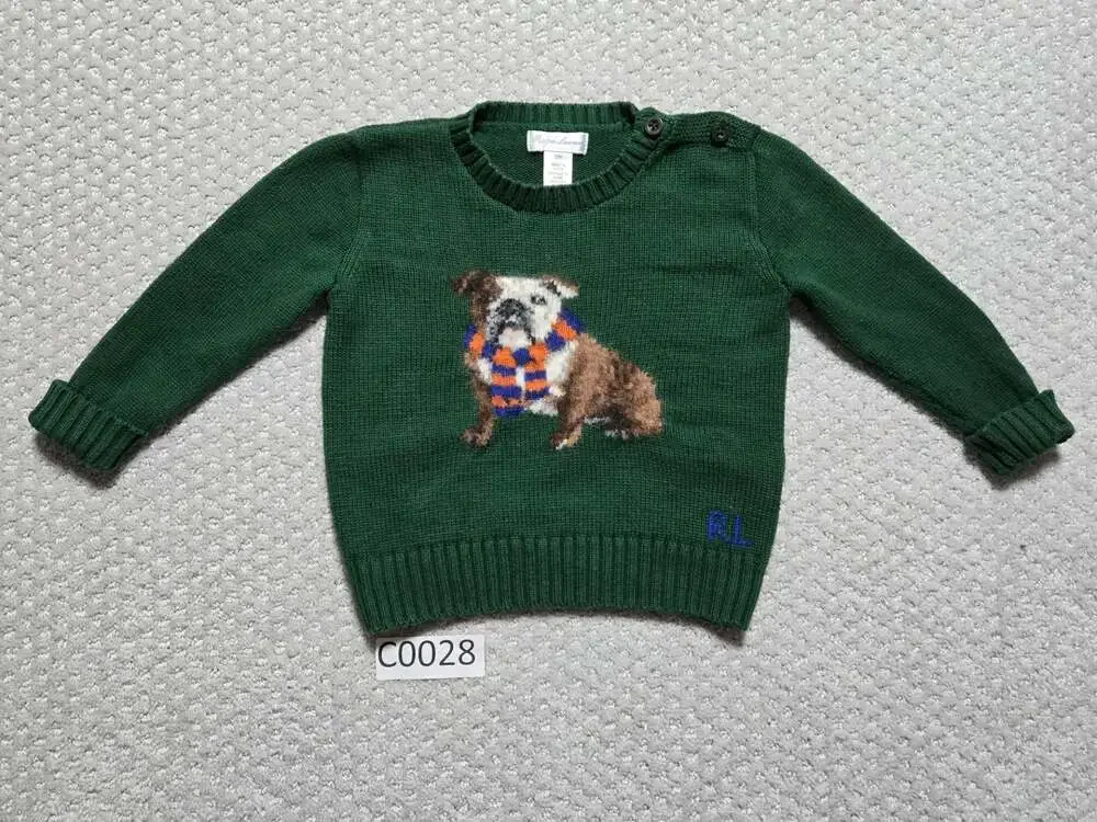 Ralph Lauren Bulldog Intarsia-Knit Sweater for Infants